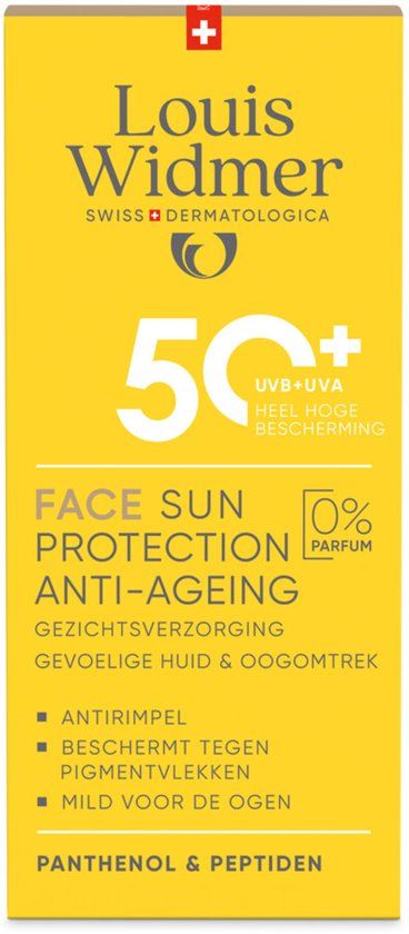 Louis Widmer Zonnebrand Zonder Parfum Gezichtscrème Anti-Ageing SPF50+ - 50 ml