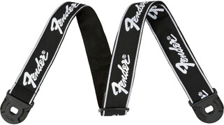 Fender Quick Grip Locking End Strap Black White Running Logo