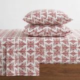 Eddie Bauer Queensize lakens, katoenen flanellen beddengoedset, geborsteld voor extra zachtheid, gezellige huisdecoratie, Oeko-Tex gecertificeerd (Jolly Trees Red, Queen)