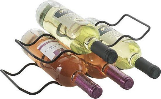 Metaltex Wave 20 Flessenrek - Set van 2 - Mat Zwart - Voor 8 Flessen (0,75 liter)