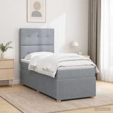 vidaXL Boxspringbed met matras Lichtgrijs 90 x 190 cm Stof