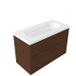 Saniclass Set meuble de salle de bain cadre en bois - 100x45x63.5cm - Lavabo en céramique Palermo blanc - 1 vasque - 1 trou de robinet - 2 tiroirs - noyer mat pur (bois) SW1578599/SW24915
