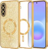 Techsuit Hoesje geschikt voor Samsung Galaxy A57 - Luxury Glitter Back Cover - Geschikt voor MagSafe - Goud