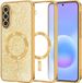 Techsuit Hoesje geschikt voor Samsung Galaxy A57 - Luxury Glitter Back Cover - Geschikt voor MagSafe - Goud