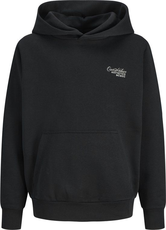 JACK&JONES Jongens Sweater JJROAR SWEAT HOOD JNR Zwart Katoen/Polyester Maat 140