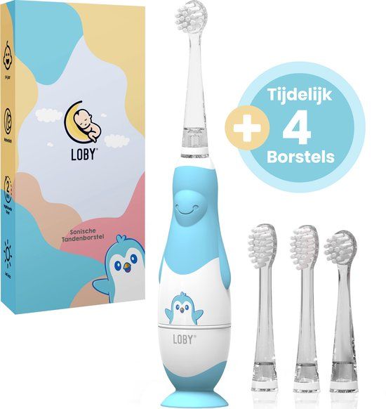 Loby Elektrische tandenborstel kind - Baby tandenborstel - Met Timer - 0 t/m 4 Jaar - Blauw