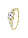 Lucardi Dames Goldplated ring met zirkonia - Ring - Cadeau - Echt Zilver - Goudkleurig