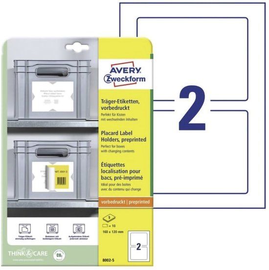 Avery Zweckform Avery Positioneer etiket voorbedrukt 160x120mm 5 vel 2 etiketten per vel 3-talig