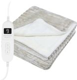 STAUS&BACH Elektrische deken 3XL - 2 persoons bovendeken - Dubbelzijdig Fleece Sherpa Warmtedeken - Beige - 180x160 cm