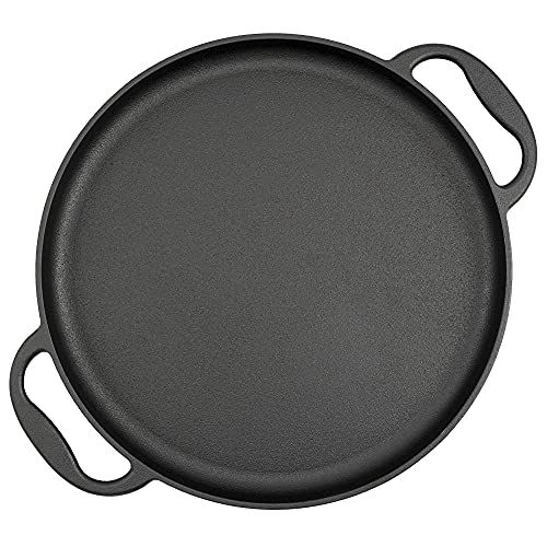 bbq-toro Gietijzeren serveerpan, Ø 35 cm, rond, al ingebrand – preseasoned | BBQ grillpan voor gasgrill, houtskoolgrill en nog veel meer | Plancha, braadpan, pizzapan, ovenplaat