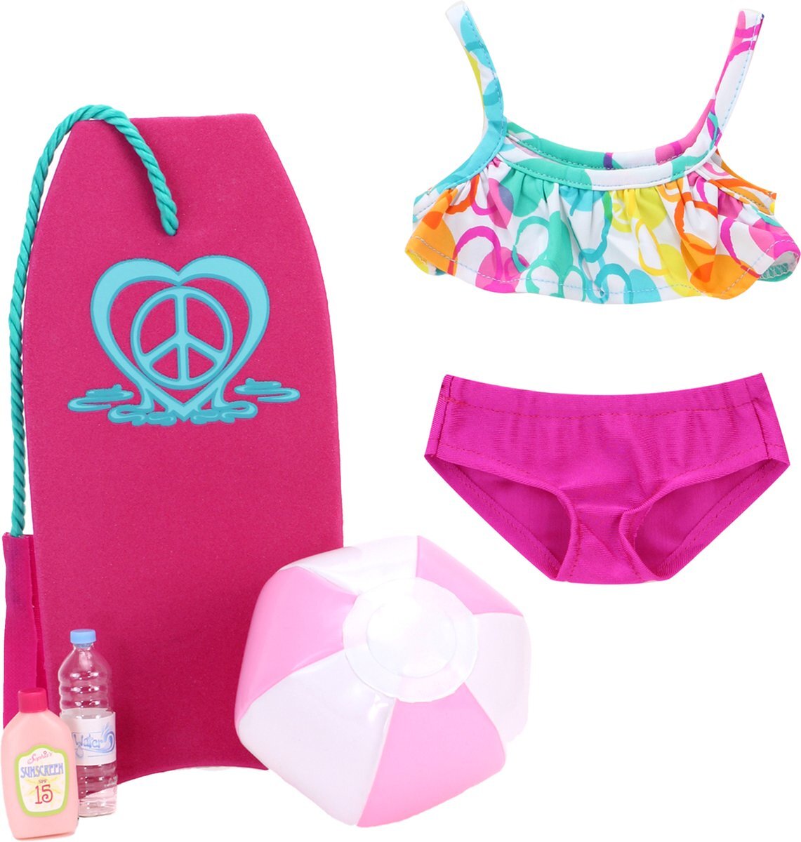 Sophia's by Teamson Kids Sophia's door Teamson Kids - 18" Pop - Bubbelbikini, Boogie Board, Strandbal, Water & Zonnebrandlotion