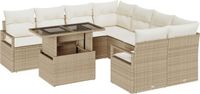 vidaXL Tuinbank Set 8 Zitplekken Beige Polyrattan Hoek loungeset