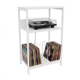 Relaxdays Platenspeler tafel - 40x65x30 cm - wit