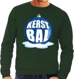 Bellatio Decorations Shoppartners Bv Foute kersttrui kerstbal blauw op groene sweater voor heren - kersttruien M