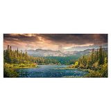 Homemania Muurfoto, motief hemelsblauw en landschap, voor woonkamer, slaapkamer, meerkleurig, 70 x 3 x 100 cm, HM20KNV70 x 100 – 160, polyester, hout