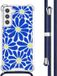 iMoshion Hoesje Samsung Galaxy S21 FE - Cobalt Blue Flowers Connect - Back Cover met Koord