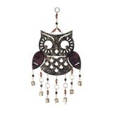 DRW Hanger uil met gouden klokken luchtgeluid, 50 x 26 x 2 cm