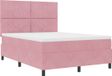 vidaXL - LED - Box - Spring - Bed - met - hoofdeinde - Roze - 140 - x - 190 - cm - Fluweel