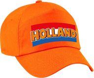 Bellatio Decorations Holland supporter petje - baseballcap - voor kinderen - oranje - met Nederlandse vlag