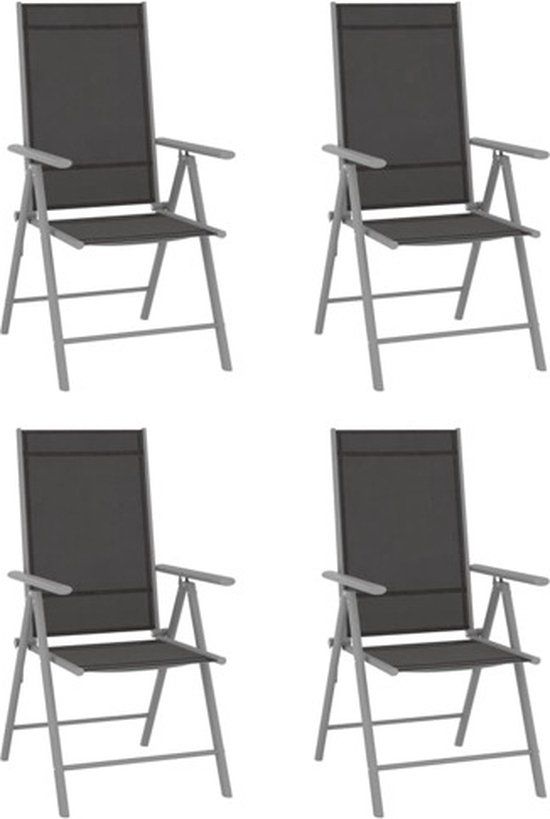vidaXL Klapstoelen Textilene Zwart 4 stuks