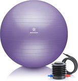BODYMATE Holland Connections Gymnastiekbal, zitbal, trainingsbal met gratis e-book incl. luchtpomp, bal voor fitness, yoga, gymnastiek, core training, voor sterke rug als bureaustoel, paars