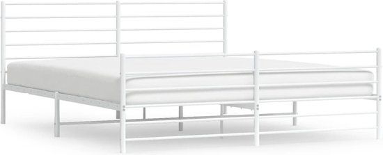 vidaXL Bedframe met hoofd- en voeteneinde metaal wit 200x200 cm