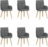 vidaXL Eetstoelen 6 stuks Stof Donkergrijs 60 x 56 x 93 cm