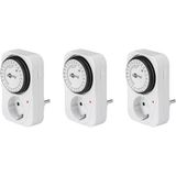 Goobay 64894 tijdschakelaar, stopcontact, analoge timer voor binnen, schakelklok, stopcontacten, 15 minuten instelbare tijd, led-regelaar, continu gebruik mogelijk, set van 3, klein