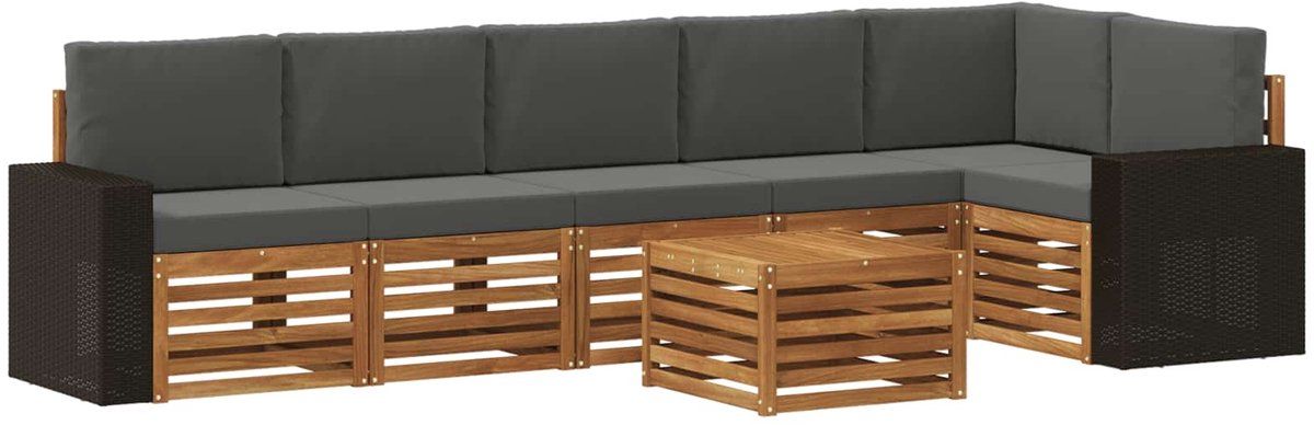 vidaXL - Buiten - bank - set - 7 - st - Natuurlijk - en - Antraciet - Polyester