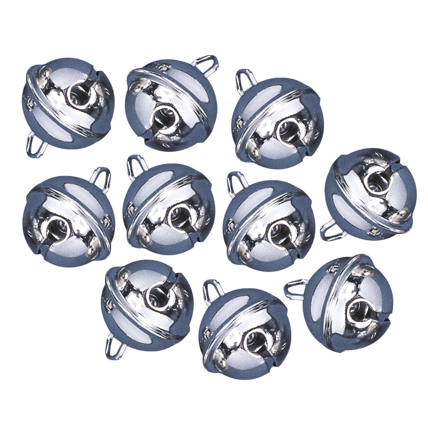 Rayher Hobby 20x stuks zilveren metalen belletjes met oog 19 mm nar/clow - Kerst kersmuts belletjes - Kattenbelletjes