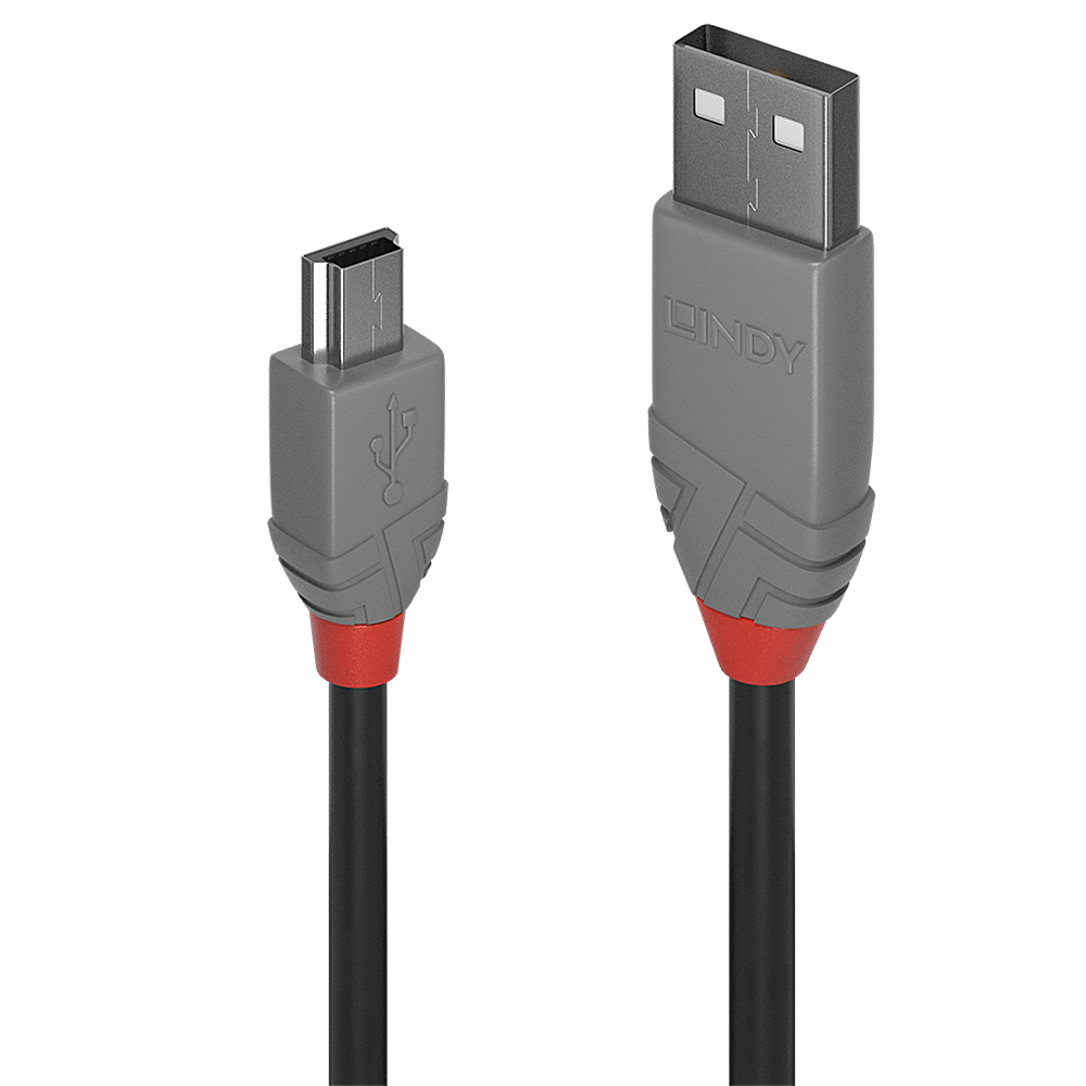 LINDY 36721 USB-kabel 0,5 m Zwart, Grijs