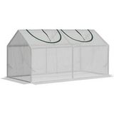 Mini-serre de jardin avec 2 fenêtres à enroulement, bâche PE 140g/m², dimensions 120x60x60 cm, couleur blanche