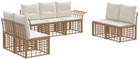 vidaXL - Bank loungeset - 7 zitplekken - Polyester - Natuurlijk en crème wit