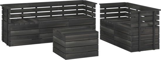 vidaXL 6-delige Loungeset pallet massief grenenhout donkergrijs