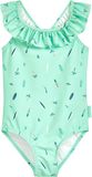 Playshoes Kinderzwempak met UV-bescherming, Surfplank en Palmboom, Unisex, Mouwloos, Mint, Polyester