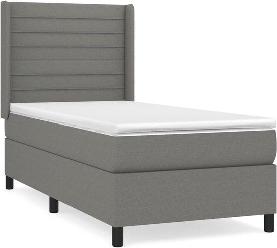 vidaXL Boxspring met matras stof donkergrijs 80x200 cm