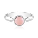 Cavill - Zilveren ring met roze opaal 0 64ct - 925 sterling zilver geplatineerd - ronde cabochon - modern elegant design - natuurlijke edelsteen Peru
