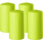 Enlightening Candles Bougie cylindrique/bougie pilier - 4x - vert citron - D6 x H10 cm - 36 heures de combustion