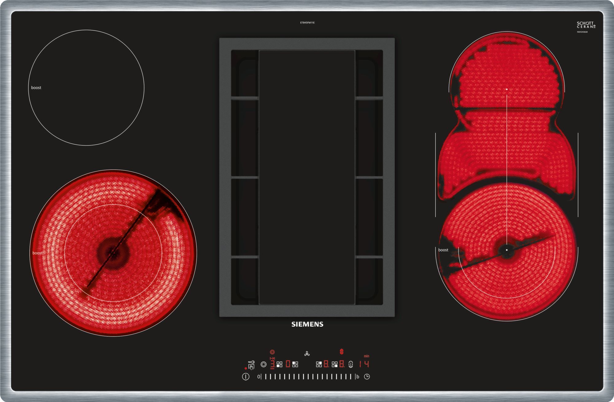 Siemens ET845FM11E - Ceramic Hob - 4 Zones - Black - Built-in