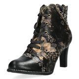 Laura Vita Alcbaneo 427 SL316-127A2 Dorian Zwart Enkellaarzen Dames Leer Zwart/Multicolor Maat 38