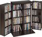 VEVOR Étagère multimédia, meuble TV 4 niveaux, 610x368x846 mm, rangement multimédia pour CD, DVD, livres, jeux, meuble CD pour salon, bureau à domicile, studio d'enregistrement, marron