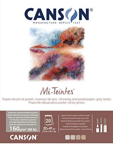 Canson MI-TEINTES® papier (honingraatpatroon) – blok 20 vellen 32 x 41 160 g/m² grijstinten