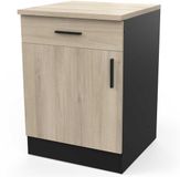 Demeyere CBA Meubles SA Onderkast Romanie 60 cm 1 lade, 1 draaideur en 1 legplank - Kronberg eik/matzwart