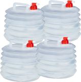 Merkloos / Sans marque Relaxdays Opvouwbare Jerrycan Set van 4 - 10 L Watercontainer - BPA-vrij - Transparant-Rood