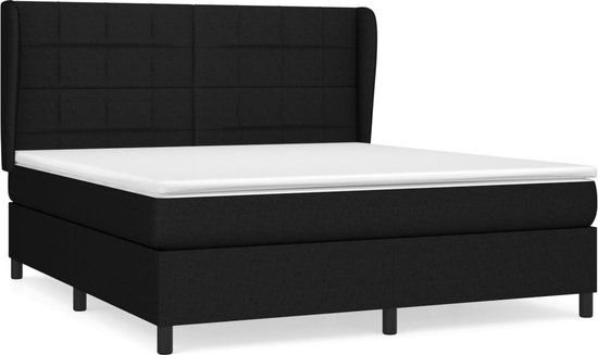 vidaXL Boxspring met matras stof zwart 160x200 cm