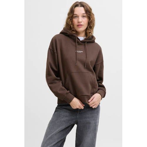 JJXX rechtvallende hoodie - donkerbruin