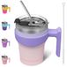 BJPKPK 600 ml Tumbler Met Handvat En Stro Deksel Roestvrij Staal Reizen Mokken Geïsoleerde Tumbler Cups, Pastel Zonsondergang