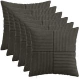 vidaXL - Kussensloop - 6 stuks - ALMELO - Antracietkleurig - 35 x 35 cm - corduroy