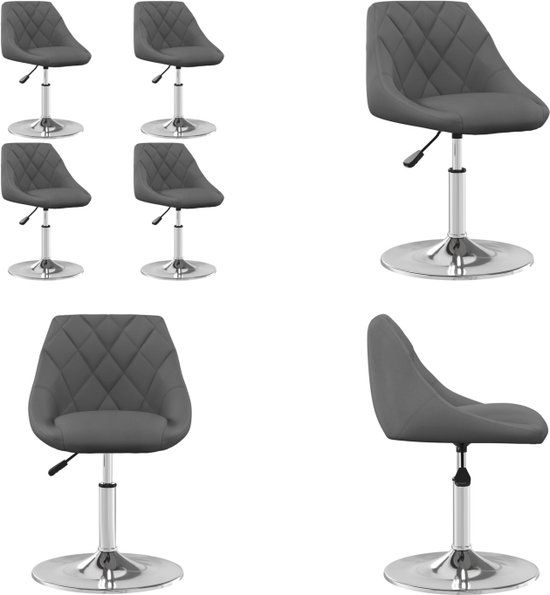 vidaXL Eetkamerstoelen draaibaar 4 stuks fluweel donkergrijs