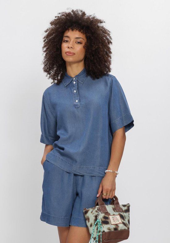 SELECTED WOMEN Slfjanna Oversize 2/4 Polo Shirt Dames - Jurken - Blauw - Maat 42